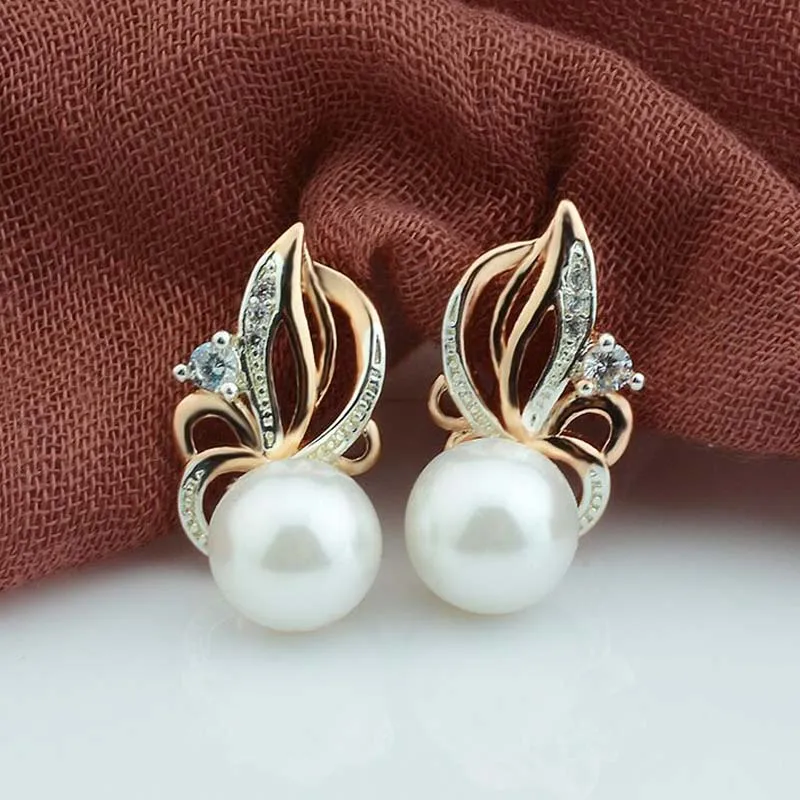 Женские серьги-подвески с искусственным жемчугом FJ Розовые ювелирные изделия