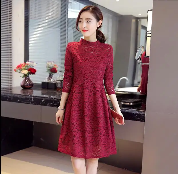 Высокое качество для женщин Ретро кружево Осень крючком повседневное с длинным