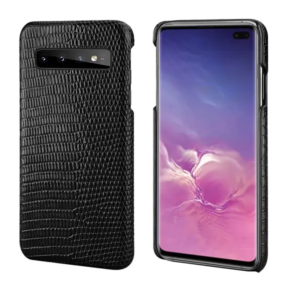black S10 Lizard Structure Genuine Leather Case for Samsung Galaxy S10 Plus Real Leather Back Cover for Samsung Galaxy Note 9 Note 8 - Цвет: black