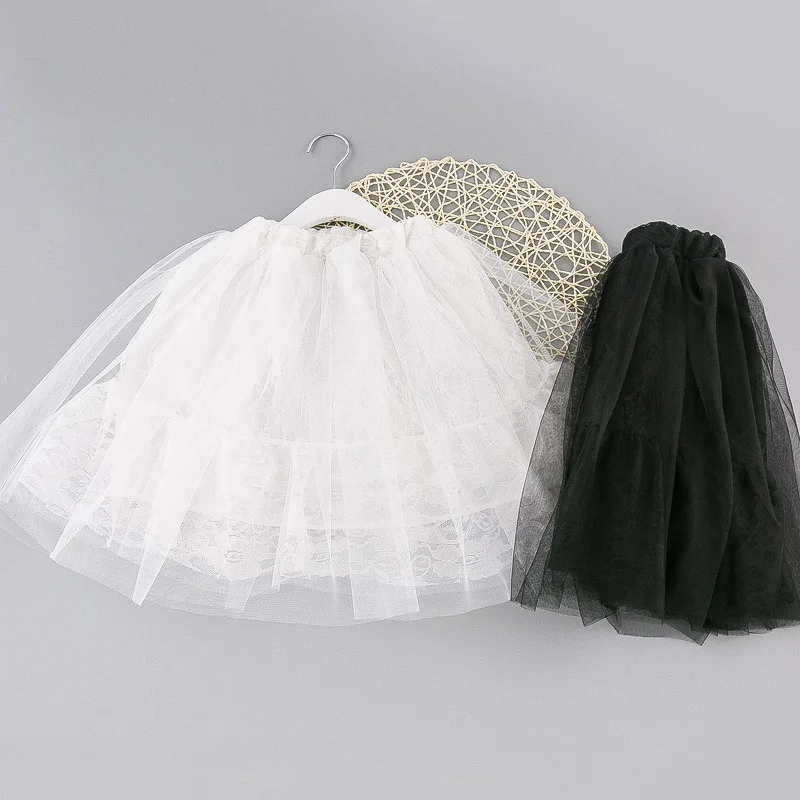 Модная детская танцевальная кружевная юбка с эластичной резинкой на талии для