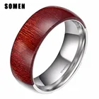 Роскошное мужское кольцо из полутитана 8 мм, обручальное кольцо из красного дерева, мужские обручальные кольца, модные ювелирные украшения