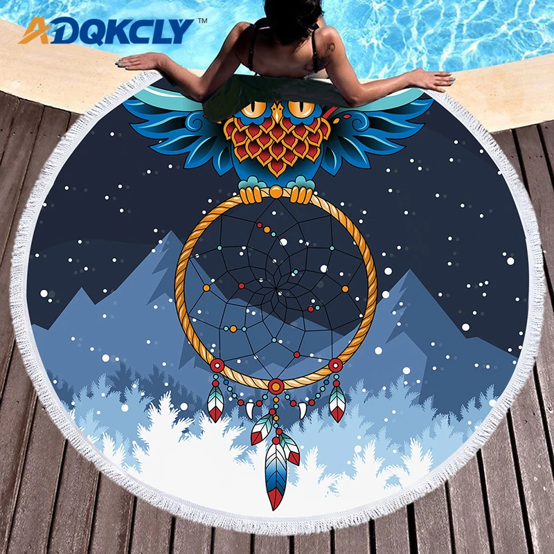 ADQKCLY креативный гобелен &quotСова&quot Ловец снов большие круглые пледы пляжные