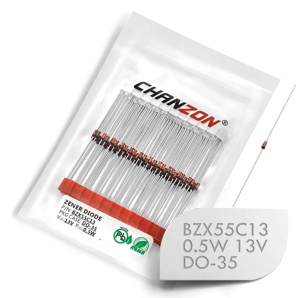 (100 шт.) Диод Зенера BZX55C13 BZX55C13V (1N5243B) 0 5 Вт 13 в DO-35 (DO-204AH) IN5243B 1N5243 | Электронные