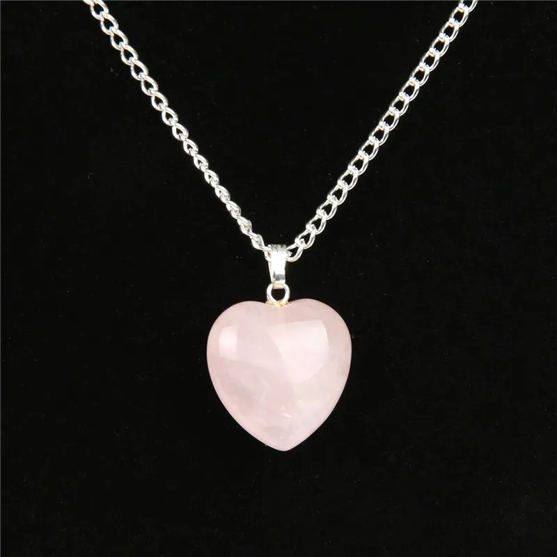 Природный Розовый Кварц Точка Ожерелье Сердце Кристалл Фиолетовый Камень Neckalce Питания Исцеление Рейки Чакра Ювелирные Изделия