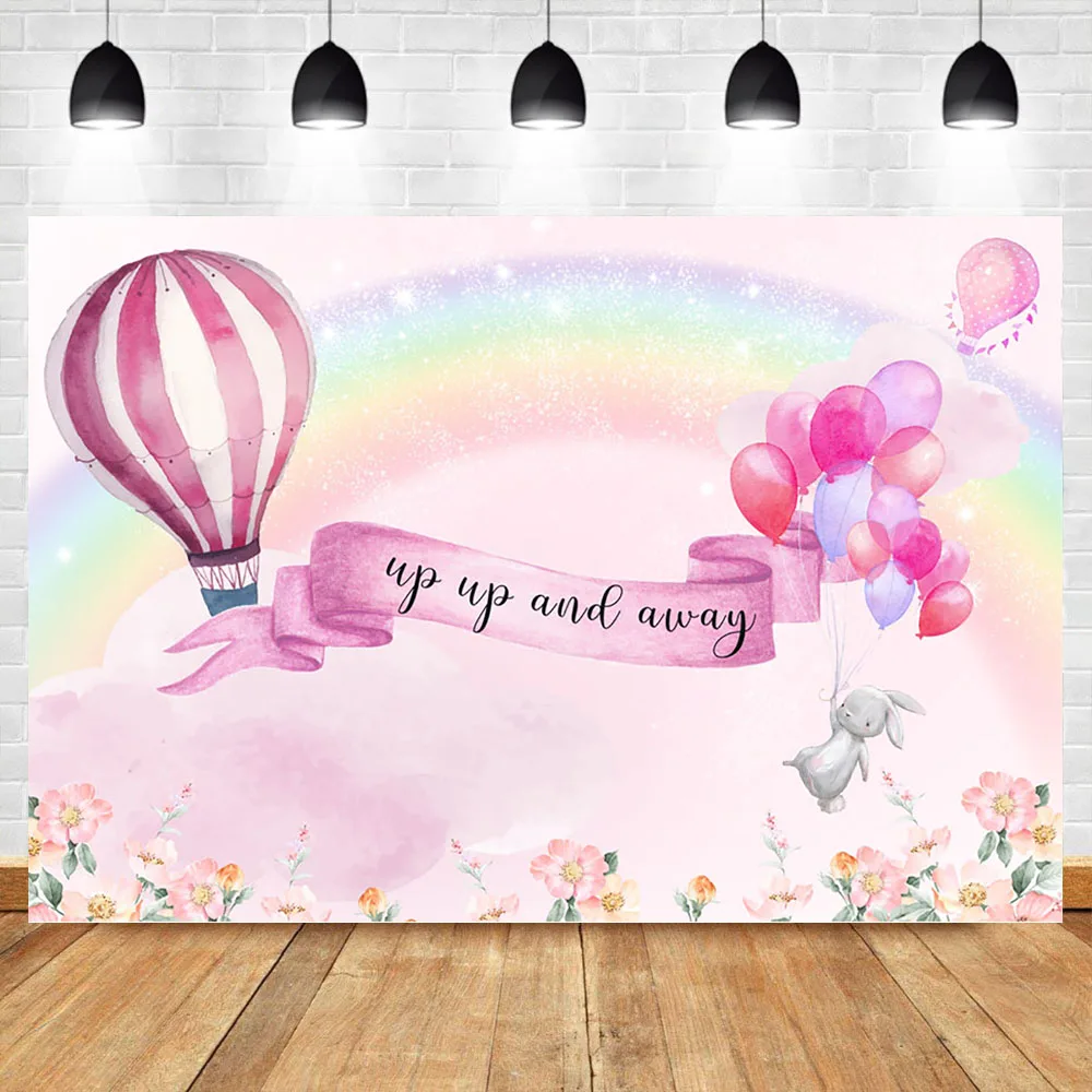 Розовый горячий воздух фон для фотосессий-воздушный шар баллон Rainbown Baby Shower