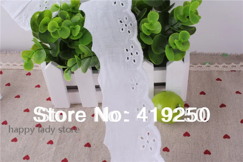 150 ярдов 100% хлопок кружево Белый Хлопок рюшами ушко кружева 4 см