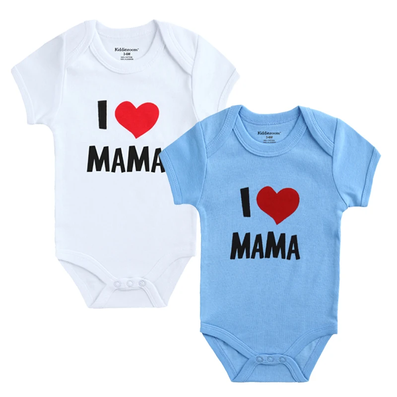 

Kiddiezoom новая детская одежда 2 шт./лот Детский комбинезон с коротким рукавом унисекс детская одежда I Love Papa Mama с принтом
