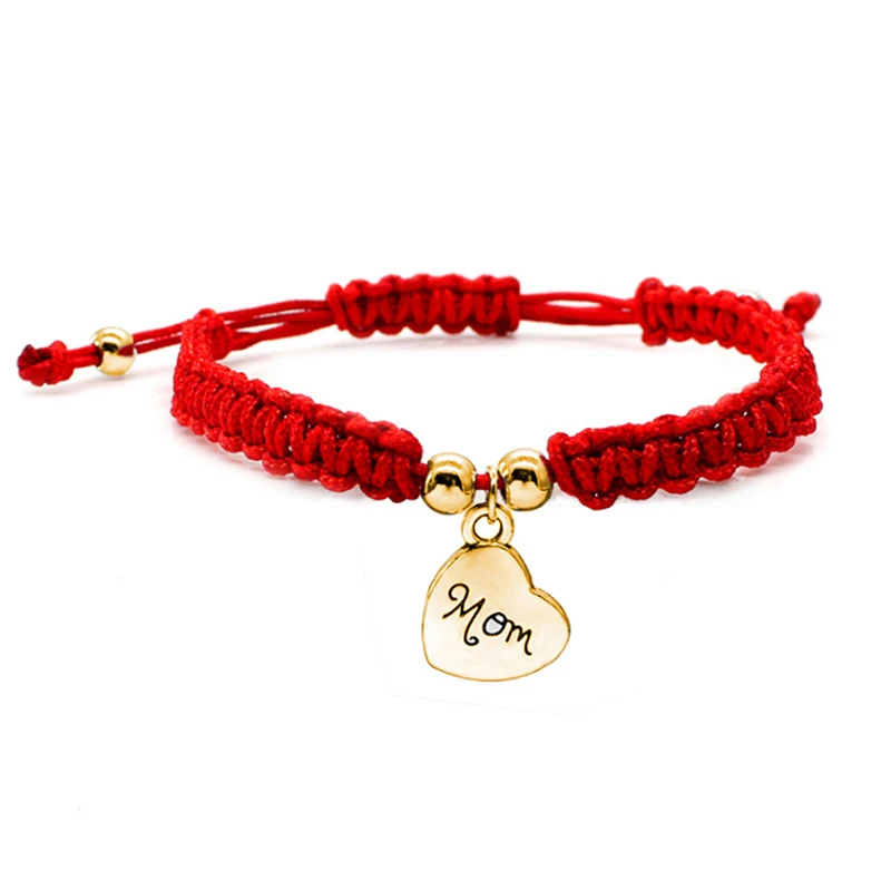 Браслет с надписью I Love You Mom Lucky Красная веревочная нить Charm подарок на день матери
