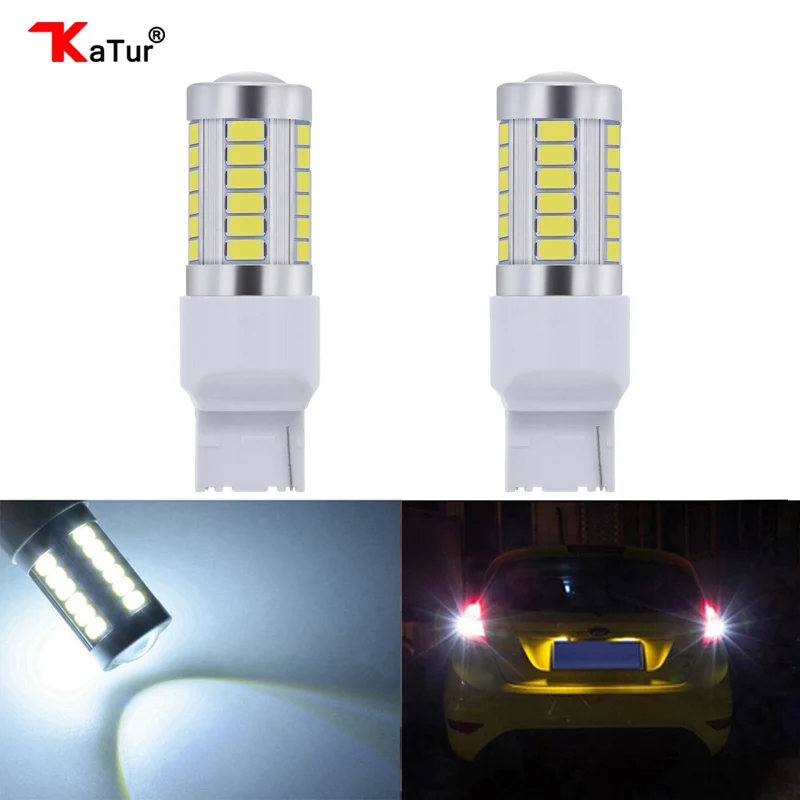 White Katur 2 шт. T20 7440 светодио дный лампы для автомобилей указатели поворота Amber/оранжевый освещение белый красные, синие 5630 33SMD парковка светодио дный лампы - Испускаемый цвет: White