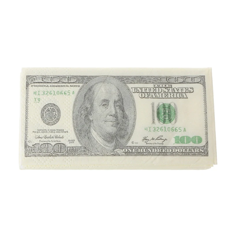 

9pcs /pack 3 Layers Soft Printing Dollar Paper Natural Comfort Funny Party Personality Fashion Clear Sanitary Tissue Make Up
