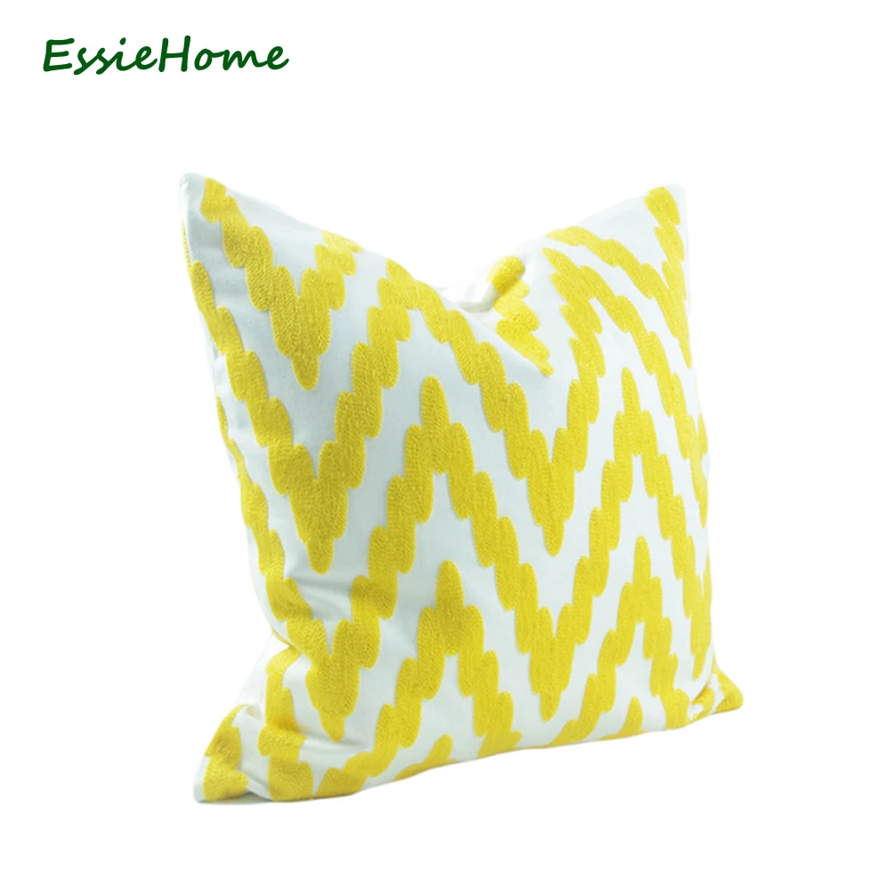 Чехол для подушки ESSIE HOME 18x18 дюймов ярко-желтый наволочка с вязаной вышивкой и