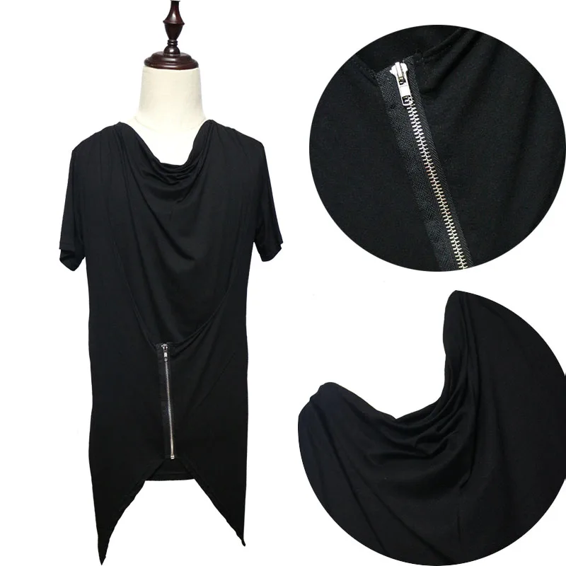 

M-5XL!!2018 Heap turtleneck short-sleeve T-shirt male non-mainstream slim two piece top personalized basic shirt