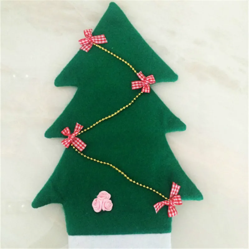 2 Pcs Christmas Tree Modeling Bottle Sets Wine Covers Bags Gifts Dinner Decoration for Home Party Decor 5ZHH128 | Дом и сад