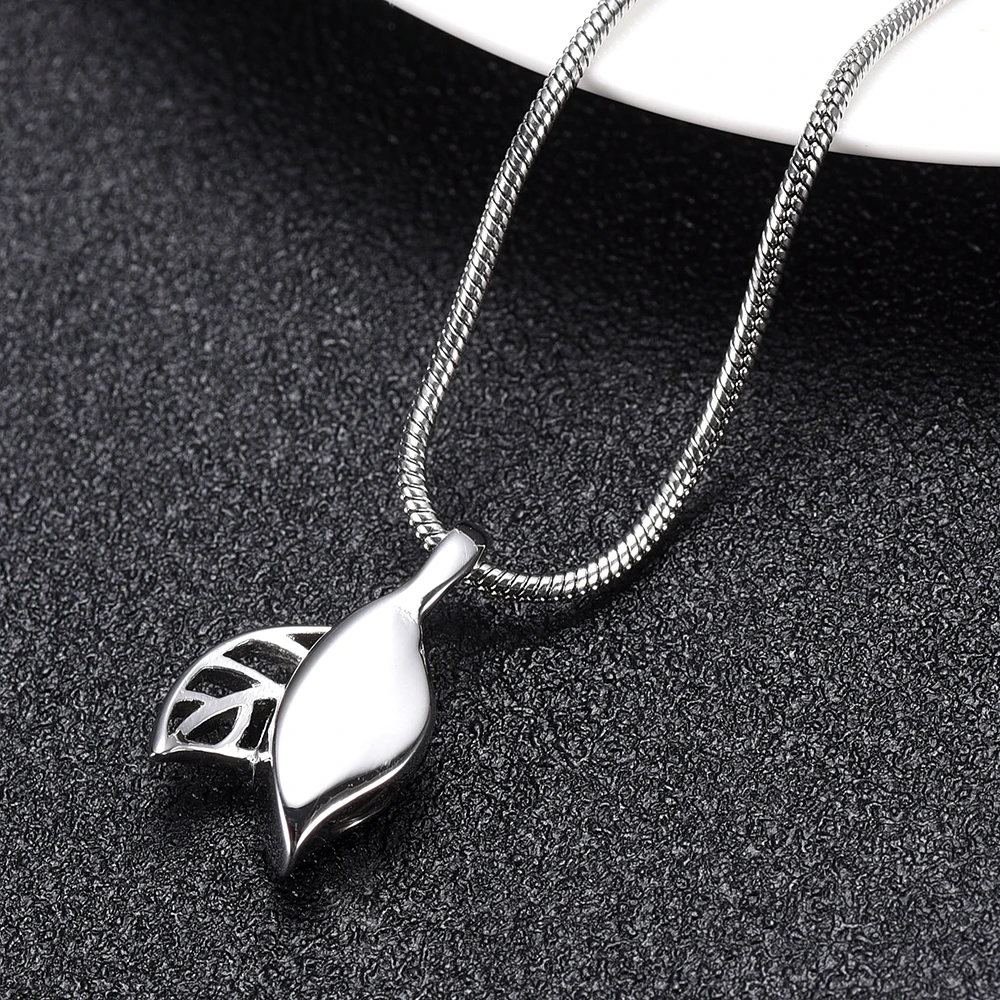 IJD10032 New Arrival Stainless Steel Leaves Cremation Pendant Plant Keepsake Necklace Ashes Holder Urn Funeral Memorial Jewelry |