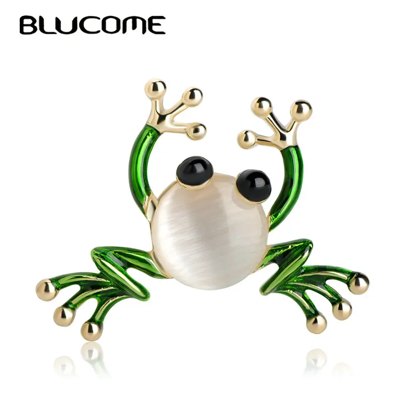 Blucome 2018 летняя брошь в форме лягушки зеленая эмаль искусственный опал корсаж для