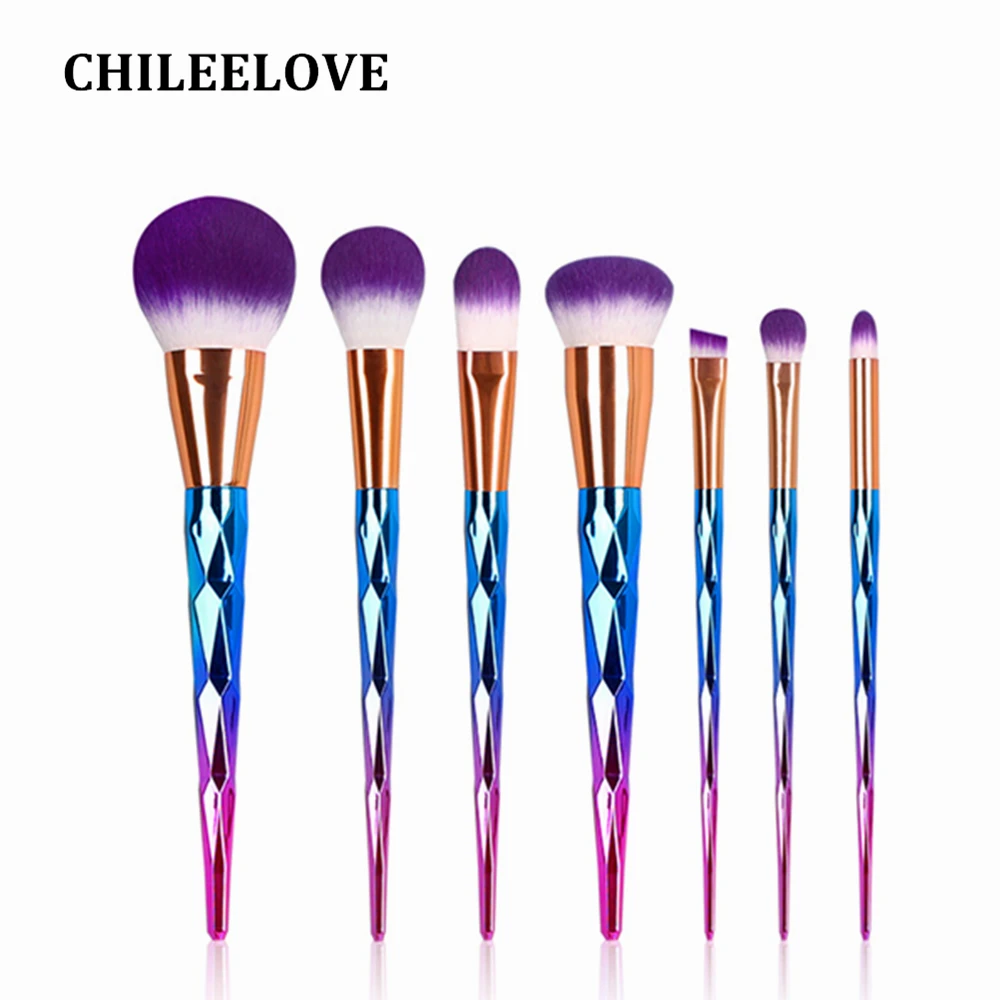 Chileelove 7 шт./лот красочные diamond Русалка Для женщин девочек База Pro Макияж Кисточки
