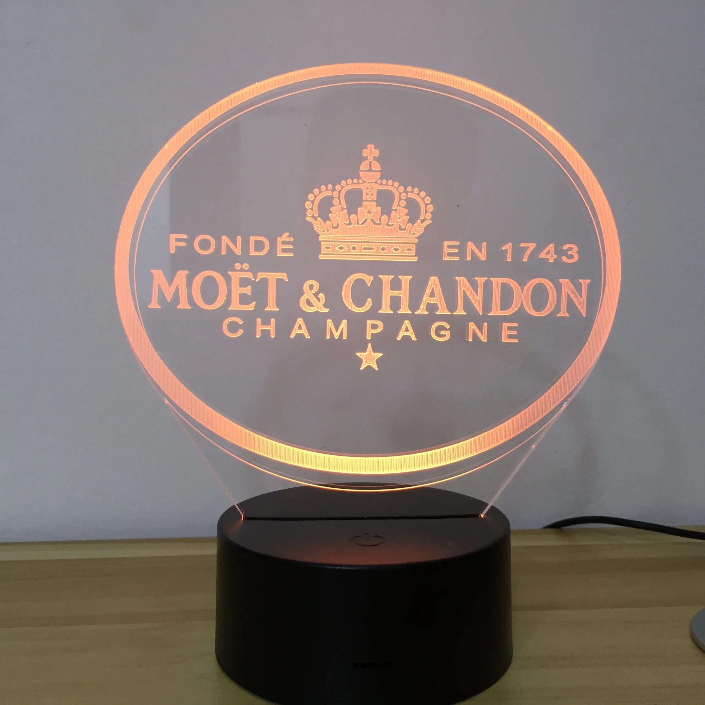 Moet Et Chandon светодиодный 3d-ночник лампа подарок для клиентов друг детский ночник Usb или батарея питание украшения для офиса лампа
