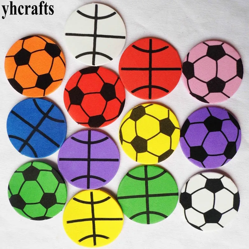 1bag/LOT,Football basket ball foam stickers Kids toy baby room decoration Early educational toys Color learning Kindergarten