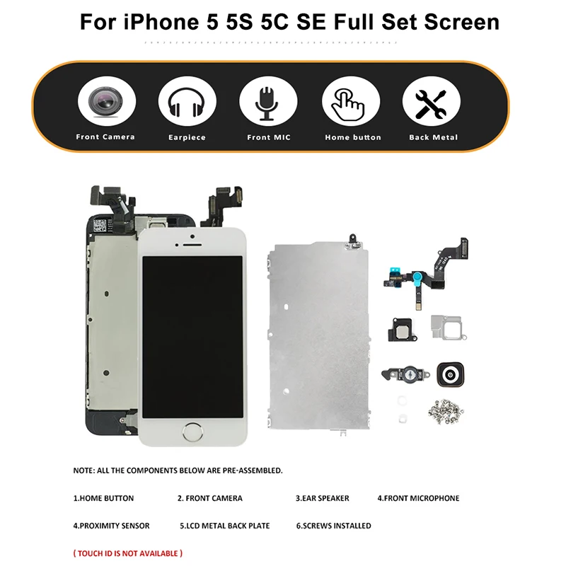 2020 Полный ЖК дисплей для iPhone 5 5G 5S 5C iphone 6 6S плюс экран в сборе замены Главная Кнопка