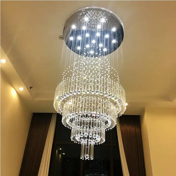 Modern luxury crystal chandelier villa decoration lamp hotel staircase lamp hanging line LED crystal lamp