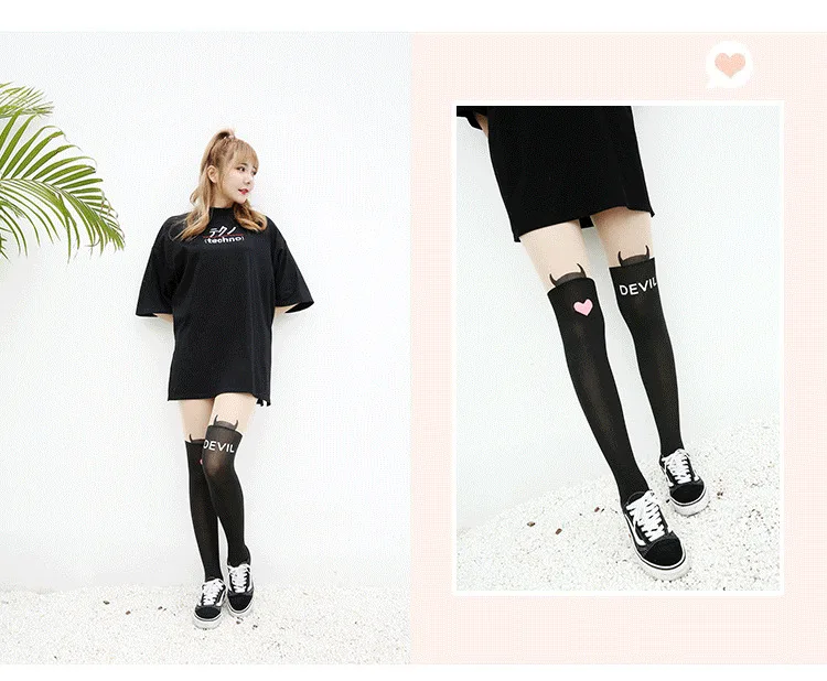 24 Kinds Of Hot Arrived Styles 90cm Women Pantyhose Cute Sexy Cat Pattern Printed Tattoo Cartoon Style Girl's Sheer Stockings