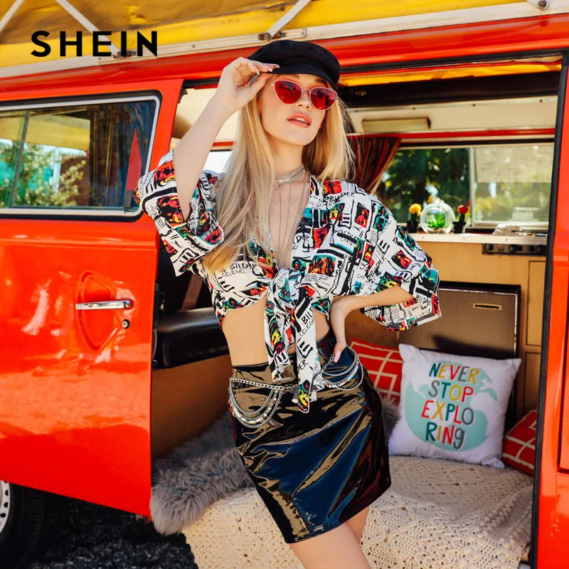SHEIN Приталенная Юбка С Молнией Мини-Юбка Женские Летние Гламурные Сексуальные Юбки