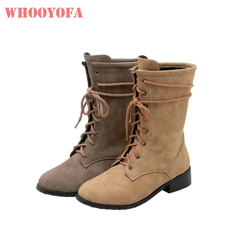 Женские зимние ботинки со шнуровкой на массивном каблуке Размеры 11 32 43 46 | Обувь