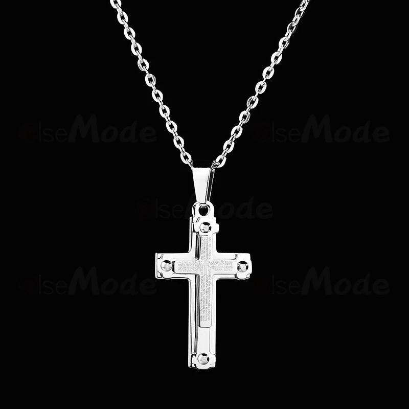 ELSEMODE христианская Библия молитвенная Подвеска Ожерелье для женщин нержавеющая