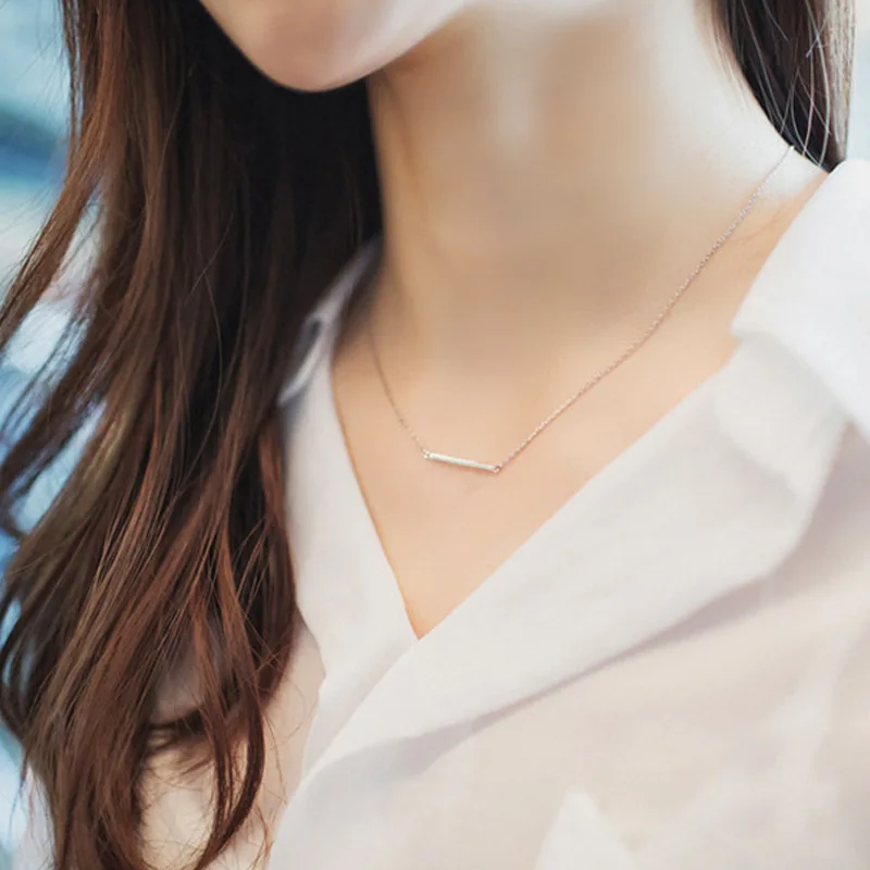 S925 Silver One Word Necklace Korean Simple Short Clavicle Chain Female Summer Sweet Fashion Jewelry Wholesale Accessories | Украшения и