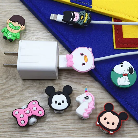 100 шт мультфильм милый силиконовый защита для usb-кабеля данных сетевой шнур защитный чехол кабель защитный чехол для кабеля для iPhone iPad