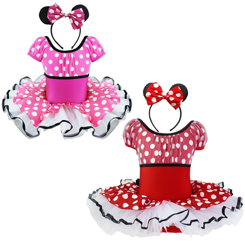 Балетное платье-пачка в горошек с повязкой на голову для девочек костюм танцев