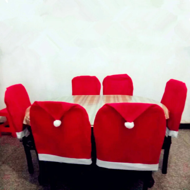 

Hot Christmas Chair Cover Set Santa Claus Babbo Natale Decoration Hat Chair Covers Xmas Decorations for Home Wedding Party