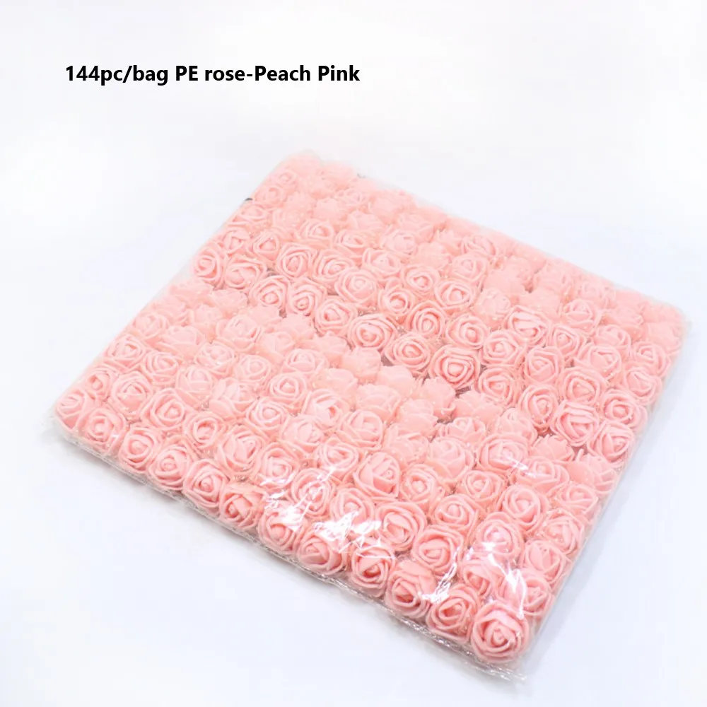 144pc-Peach pink 144 шт./лот, плюшевый мишка из роз, пенопластовый Мишка, искусственный плюшевый мишка из розы, декоративная форма мишки из розы, искусственный цветок из пенопласта, форма медведя из розы - Цвет: 144pc-Peach pink