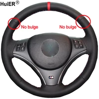 huier hand sew car steering wheel cover volant funda volante for bmw e90 325i 330i 335i e87 120i 130i 120d no drum kits