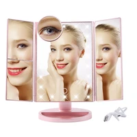 22 led vanity makeup mirror lighted touch screen 1x2x3x10x magnification foldable adjustable maquiagem led mirror tri folded