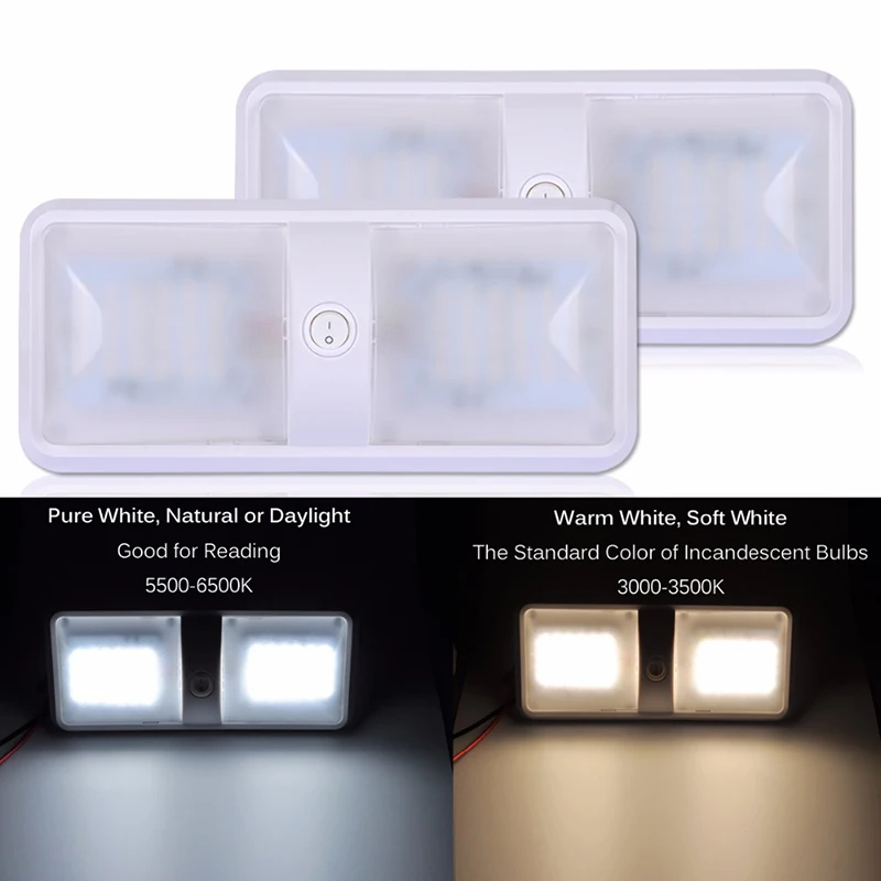 

1Pcs 12V LED RV Interior Dome Light Ceiling Reading Lamp For Camper Boat Marine Yacht