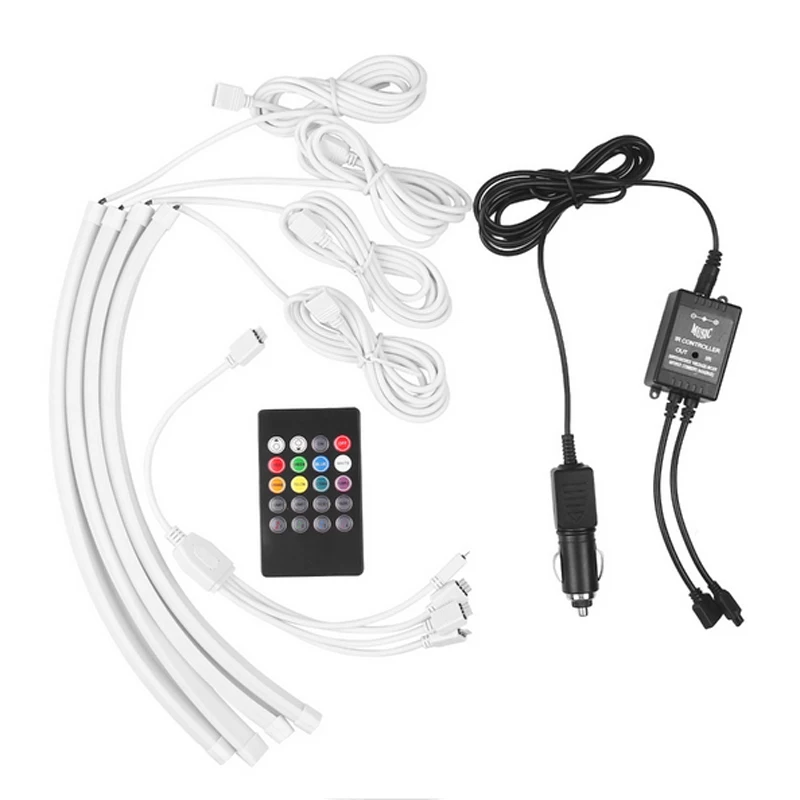 Светодиодная ленсветильник RGB для автомобиля лампа с музыкальным управлением 7