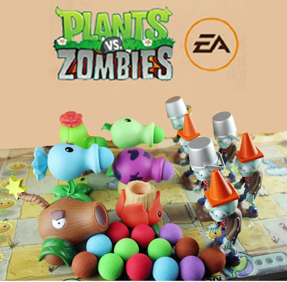 1 шт. Pvz Строительные блоки Набор игрушек Растения против. Фигурки зомби экшн-игрушки Аниме Запуск стрельба игрушка подарок для детей Peluche