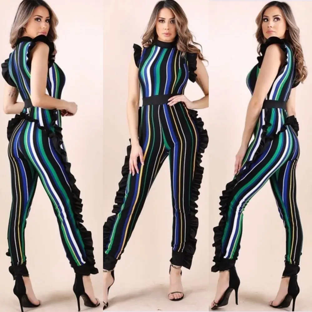 2018 модные женские туфли Весна Vestidos Комбинезоны Сексуальная Повседневное полосы