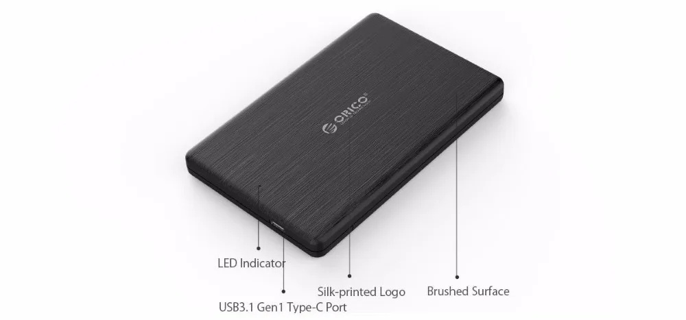 ORICO 2578C3 2,5 дюймов type-C SSD корпус USB3.1 type C SSD футляр для внешнего жесткого диска Высокая скорость для 7 мм SSD Поддержка UASP