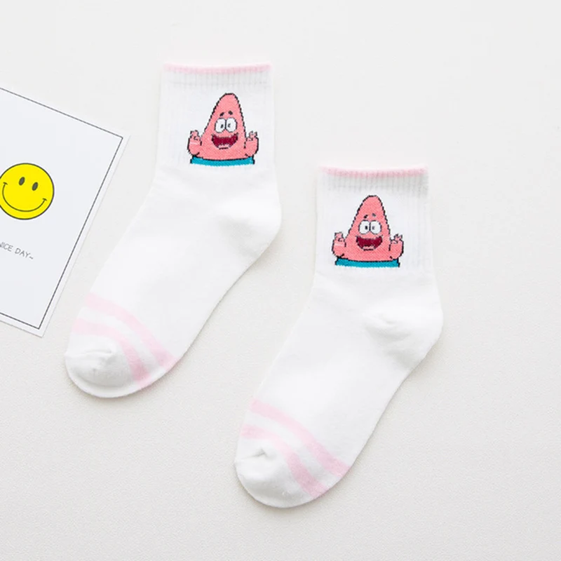 Calcetines gato носки забавные женские милые короткие с героями мультфильмов Harajuku Губка