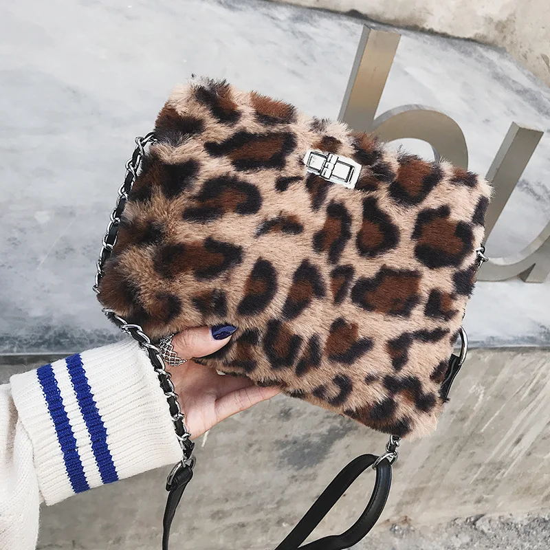 Высокое качество плюшевые leopard пакет женщины сумку для плеча Новый роскошный