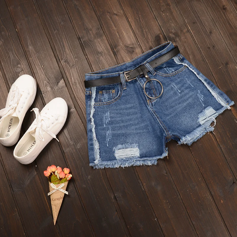 2017 Новая Мода Весна Шорты Джинсовой Ткани Женщин Женские Твердые Синие Короткие