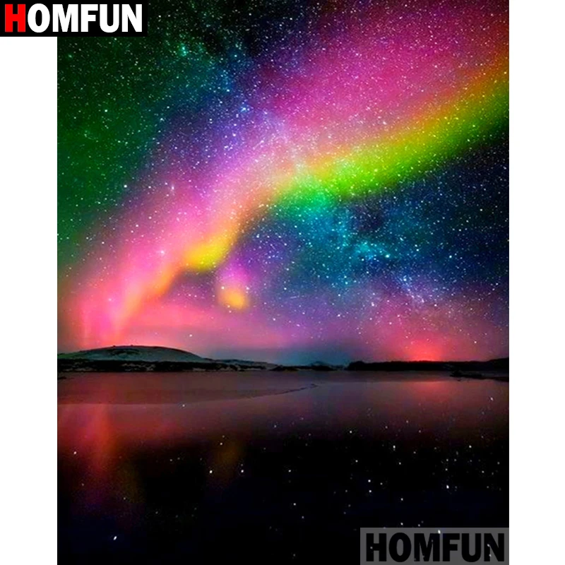 Алмазная живопись HOMFUN Аврора звездное небо алмазная вышивка с полными