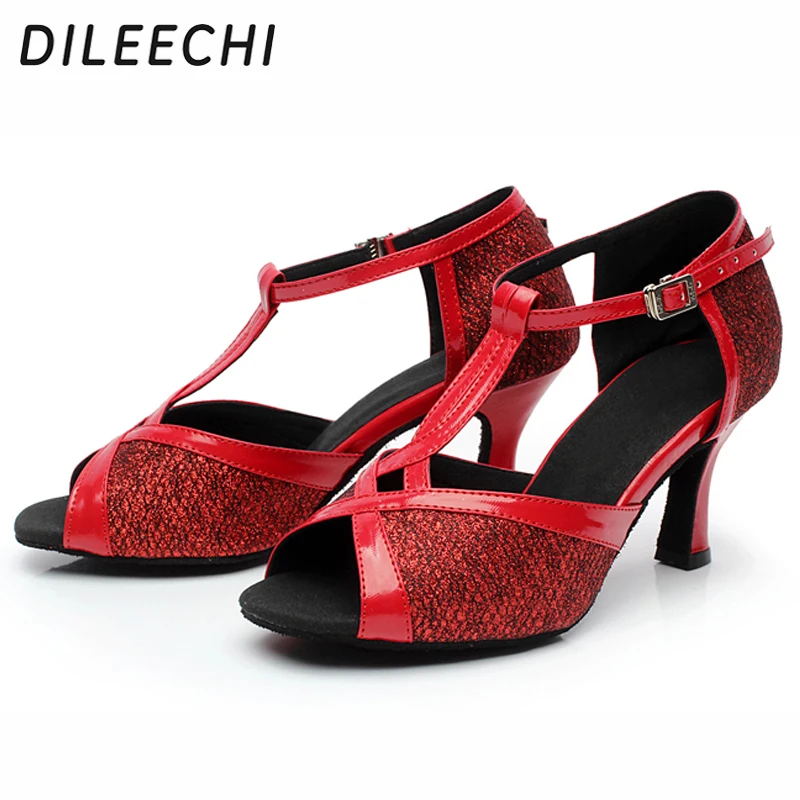 DILEECHI взрослые женские туфли для латиноамериканских танцев квадратные