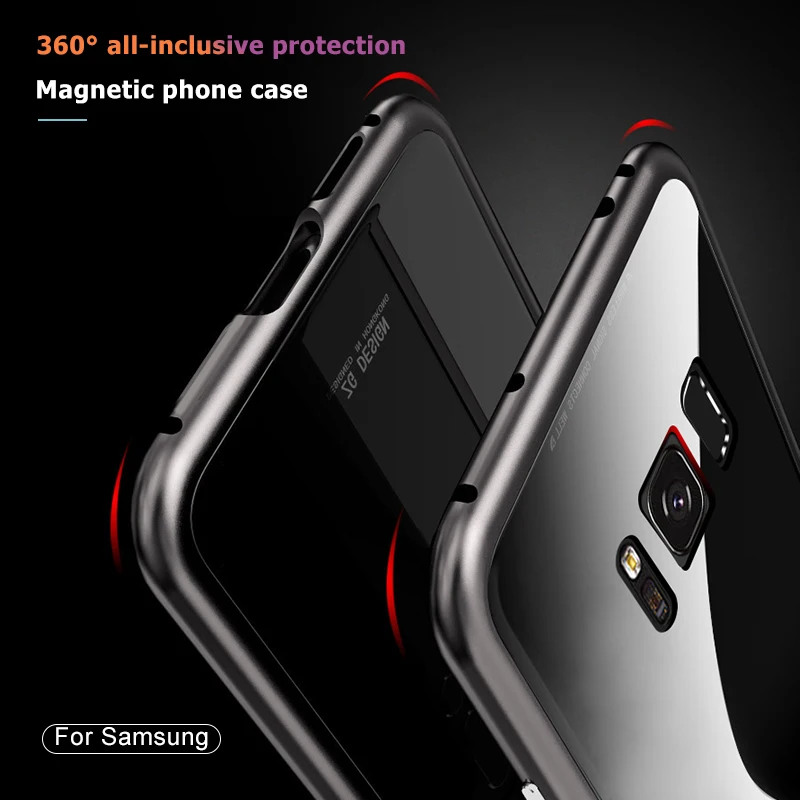 Металлический магнитный адсорбционный чехол GerTong для samsung Note 9, Магнитный чехол из закаленного стекла s для samsung Galaxy S8 S9 Plus Note 8, чехол