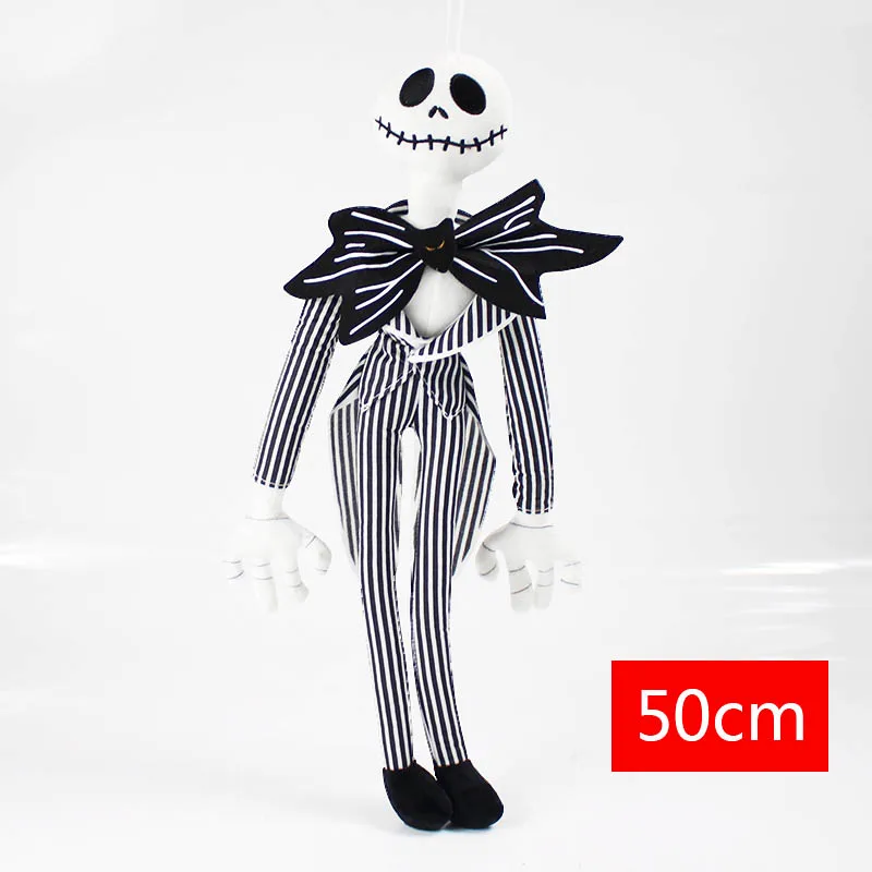 50cm jack plush 50cm The Nightmare Before Christmas Jack Skellington Sally Black Skeleton Skull Plush Toy stuffed doll Halloween Gift - Цвет: 50cm jack plush