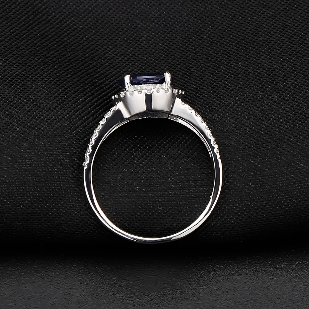 GEM'S балет 2.58Ct круглый натуральный синий сапфир драгоценный камень коктейльные кольца 925 пробы серебряные ювелирные украшения для женщин
