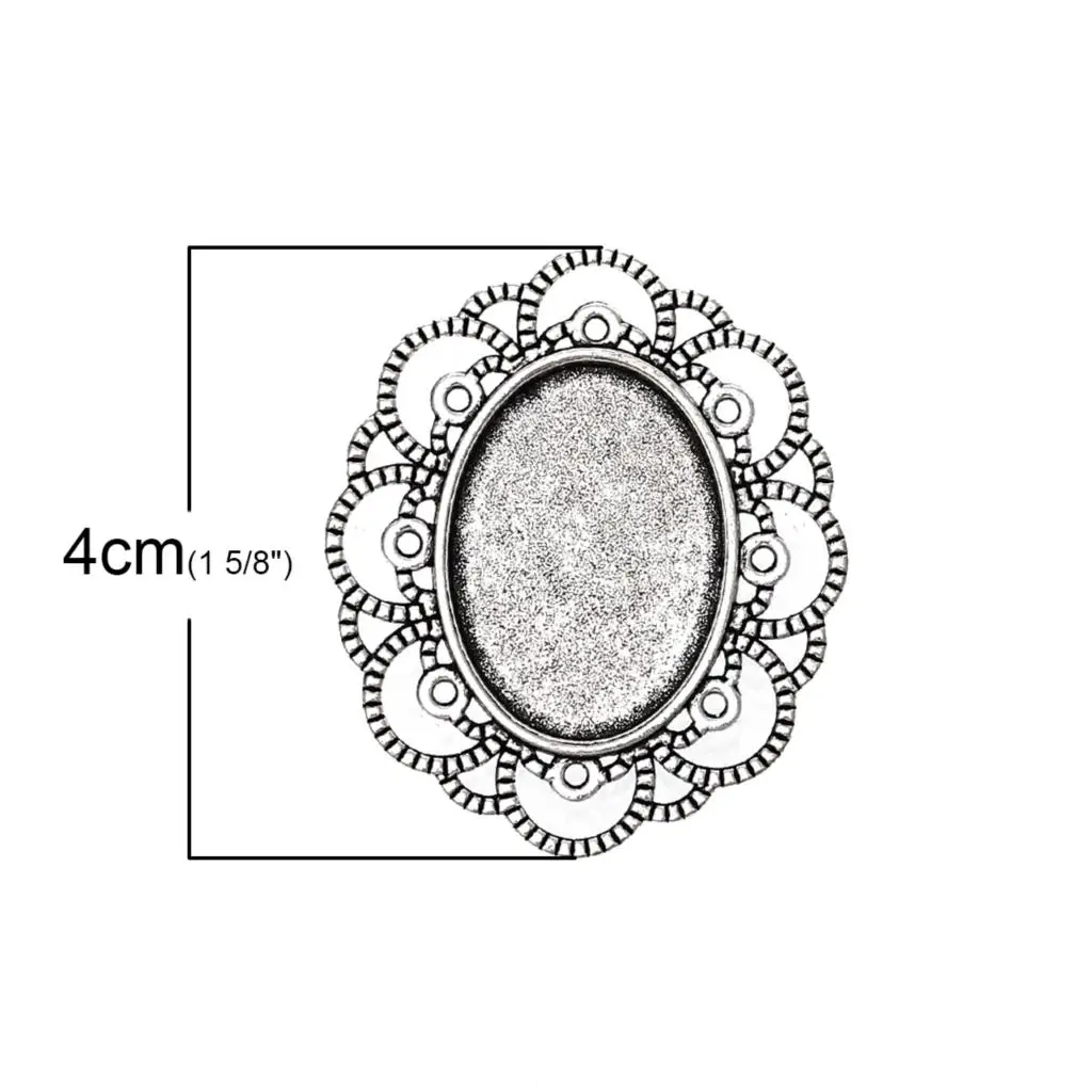 DoreenBeads Zinc metal alloy Brooches Findings Oval Antique Silver Color Cabochon Settings(Fits 25mm x 18mm)4cm 3.4cm 1 Piece | Украшения и