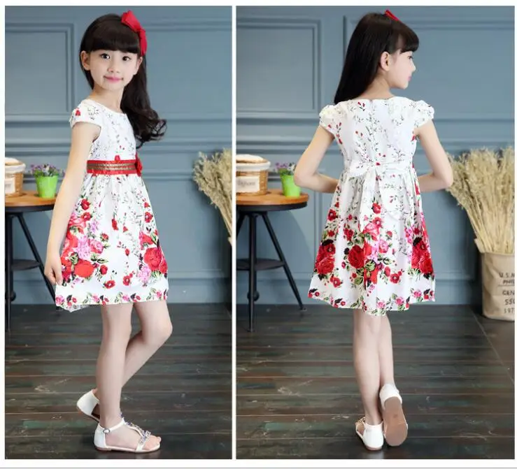 2018 European Style Summer Girl Dress Sleeveless Floral Child Ball Gown Kids Dresses For Girls Wedding 2-10y Vestido | Детская одежда и